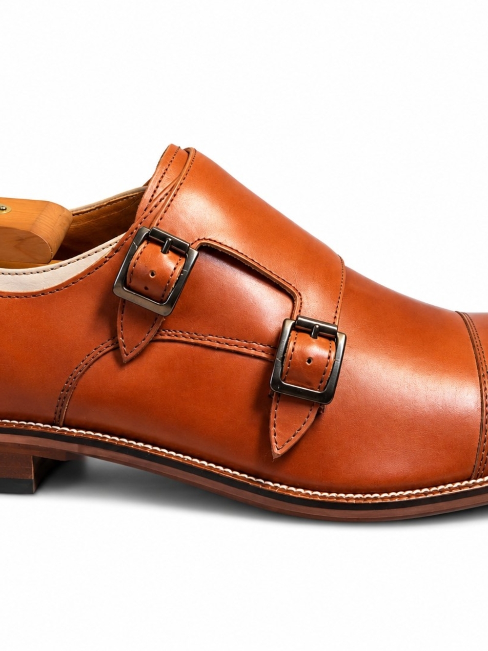 Johnston & Murphy Men’s 9,5 Cognac Leather Double Monk Strap Dress Shoes